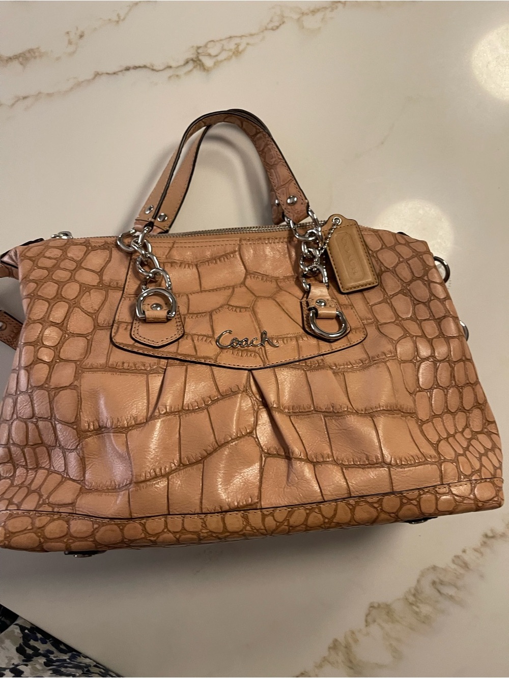 Coach Croco Leather Satchel Handbag $278